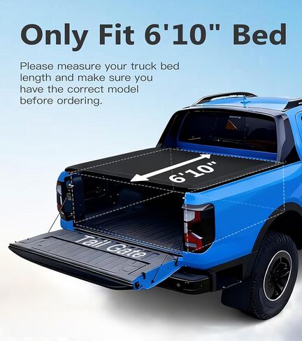 PM Auto Soft Roll-Up Truck Tonneau Cover Compatible with Ford F-250 Super Duty (2017-2022) - Fits 6'10" (82") Bed | Double-Layer PVC Weather-Resistant Roll Up Bed Cover in Saudi Arabia