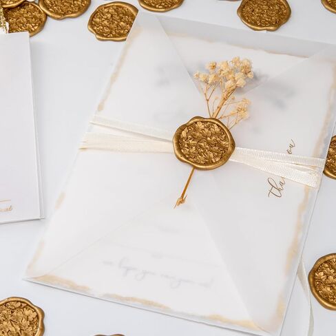Nuvretk 30pcs Handmade Gold Wax Seal Stickers, 3D Sakura Cluster Design, Elegant Self-Adhesive Envelope Seals for Wedding, Birthday, Party, and Event Invitations in Saudi Arabia