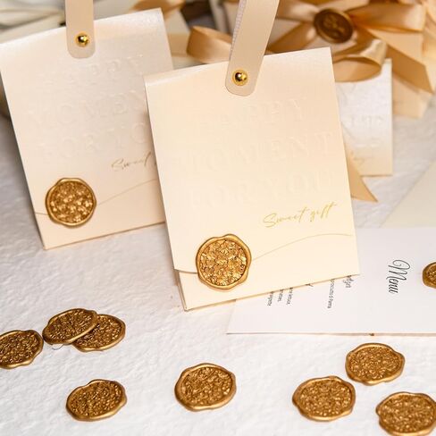 Nuvretk 30pcs Handmade Gold Wax Seal Stickers, 3D Sakura Cluster Design, Elegant Self-Adhesive Envelope Seals for Wedding, Birthday, Party, and Event Invitations in Saudi Arabia