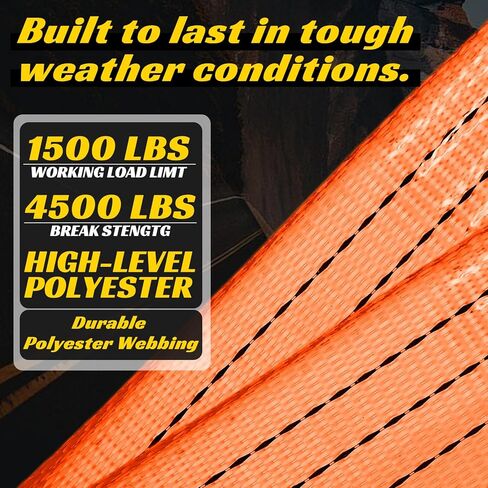 6 عبوات من أشرطة السقاطة شديدة التحمل مقاس 2 × 15 بوصة - قوة كسر 4500 رطل - أشرطة ربط مع خطافات على شكل حرف J للشاحنات والمقطورات والدراجات النارية والبضائع (برتقالي) in Kuwait