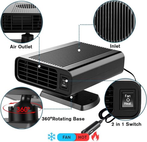 Car Heater-12V Portable Car Heaters for Vehicle, 150W Car Heater that Plug in Cigarette Lighter, 2 in 1 Heating & cooling Fast Heating Defrost Defogger in Saudi Arabia