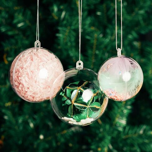 Koogel 20 PCS 80mm/3.15 Inch Clear Ornaments Balls, Christmas DIY Fillable Ball Transparent Ball Baubles Crafts for Party Favor Wedding Christmas Birthday Home Decor in Saudi Arabia