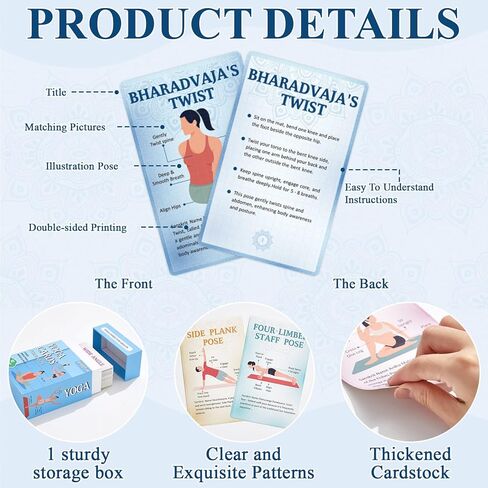gisgfim Yoga Cards 92 Yoga Poses Workout Positions Flashcards with Instructions Cues and Sanskrit Names for Home Gym Use Beginner Advanced Learner Educational Activity Promote Mindfulness Relaxation in Saudi Arabia
