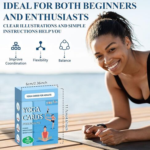 gisgfim Yoga Cards 92 Yoga Poses Workout Positions Flashcards with Instructions Cues and Sanskrit Names for Home Gym Use Beginner Advanced Learner Educational Activity Promote Mindfulness Relaxation in Saudi Arabia