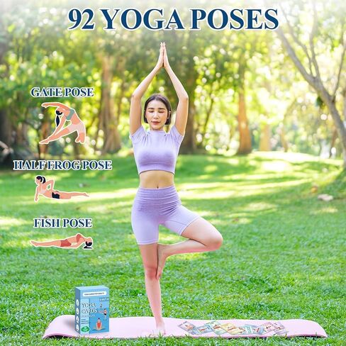 gisgfim Yoga Cards 92 Yoga Poses Workout Positions Flashcards with Instructions Cues and Sanskrit Names for Home Gym Use Beginner Advanced Learner Educational Activity Promote Mindfulness Relaxation in Saudi Arabia