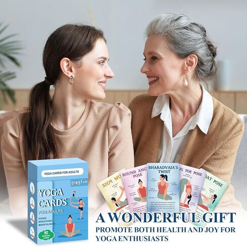 gisgfim Yoga Cards 92 Yoga Poses Workout Positions Flashcards with Instructions Cues and Sanskrit Names for Home Gym Use Beginner Advanced Learner Educational Activity Promote Mindfulness Relaxation in Saudi Arabia