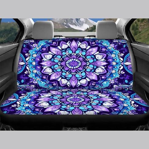 Mandala Flower Car Seat Covers Full Set Front Rear Seats Protector Universal Fit Interior Car Accessories for Most Cars Sedan Van Truck SUV Purple and Blue in Saudi Arabia