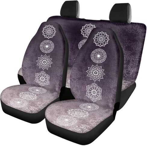Mandala Flower Car Seat Covers Full Set Front Rear Seats Protector Universal Fit Interior Car Accessories for Most Cars Sedan Van Truck SUV Purple and Blue in Saudi Arabia