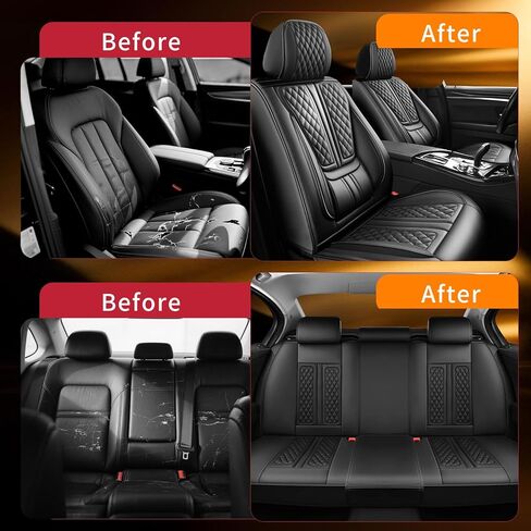 Fit Maverick Car Seat Covers Compatible with Ford Maverick 2022-2024 2025 2026.Full Coverage Waterproof Leather,Compatible with Airbag,All - Weather Seat Cushion Protector(Full Set, Black) in Saudi Arabia
