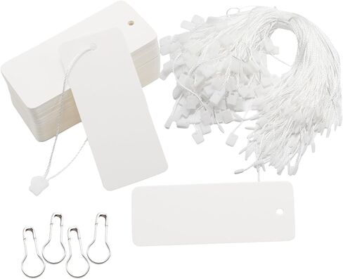 300 Set Black Writable Clothing Tags with Elastic Strings and Safety Pins Black,Custom Blank Marking Tags for Crafts Display/Retail Clothes in Saudi Arabia