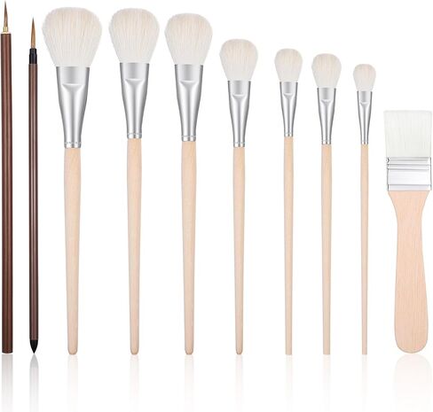 10pcs Mop Brush for Acrylic Painting, Pottery Glazing Brushes, Goat Hair Mop & Blending Brushes for Pottery, Acrylic, Watercolor, Oil - Soft Bristle Artist Tools for Glazing, Detailing, and Finishing in Saudi Arabia