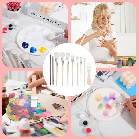 10pcs Mop Brush for Acrylic Painting, Pottery Glazing Brushes, Goat Hair Mop & Blending Brushes for Pottery, Acrylic, Watercolor, Oil - Soft Bristle Artist Tools for Glazing, Detailing, and Finishing in Saudi Arabia