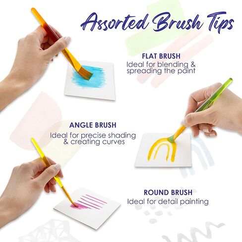 BAZIC Products Paint Brushes Set Nylon Bristle Brush, Flat Round Angled Paintbrushes for Acrylic Oil Watercolor Gouache Art Painting (7/Pack), 2-Packs in Saudi Arabia