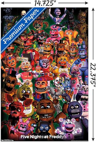 Trends International Five Nights at Freddy's - Ultimate Group Wall Poster, 14.725" x 22.375", Premium Unframed Version in Saudi Arabia