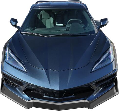 IKON MOTORSPORTS Front Bumper Lip Compatible with 2020-2025 Chevrolet Corvette, IKON Style ABS Gloss Black Valance Chin Lip Spoiler Splitter in Saudi Arabia