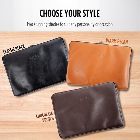 KING KONG Leather Laptop Sleeve, 14'' Notebook Case, Full-Grain Buffalo Leather Laptop Sleeve, Soft Cushioning and Waterproof Lining, Premium Zip, Designed to fit Mac Laptops, Brown in Saudi Arabia