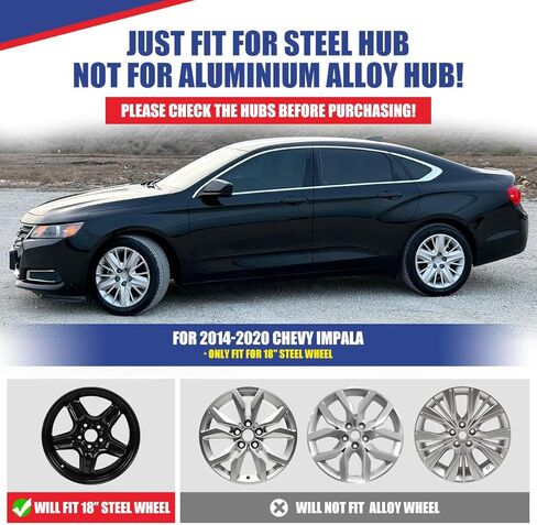 18 Inch Hubcaps Wheel Covers Fit for Chevy Impala 2014-2020, R18 Hub Caps Wheel Rims Covers Bolt-on Chevy Impala 14-20, Set of 4, PP Material, (18-Inch, Silver Lacquer) in Kuwait
