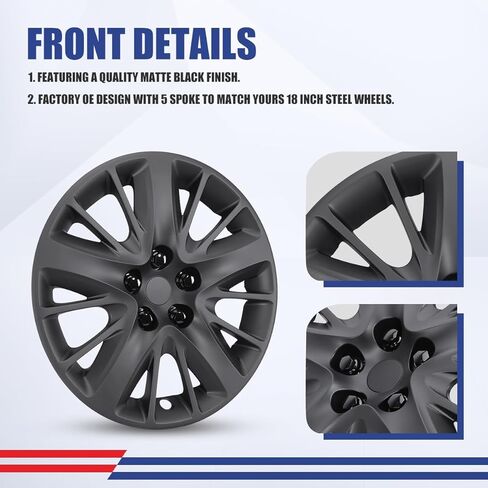 18 Inch Hubcaps Wheel Covers Fit for Chevy Impala 2014-2020, R18 Hub Caps Wheel Rims Covers Bolt-on Chevy Impala 14-20, Set of 4, PP Material, (18-Inch, Silver Lacquer) in Kuwait