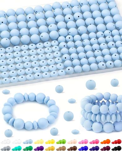 200Pcs FIVEIZERO Mixed Silicone Beads for Keychain Making, 12mm 15mm Round and 12mm Lentil Silicone Beads for Pens Bracelet Necklace DIY Crafts(White) in Saudi Arabia