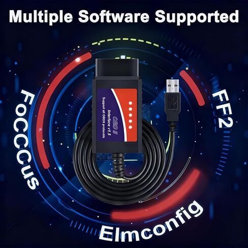 ELM327 USB Adapter OBD2 Scanner for Windows, ELMconfig FoCCCus Diagnostic Scan Tool with MS-Can/HS-Can Switch for Ford Lincoln Mazda Mercury Series Vehicles in Saudi Arabia