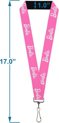 Buckle-Down Barbie Lanyard, Barbie Script Signature Logo Pink White, Elastic in Saudi Arabia