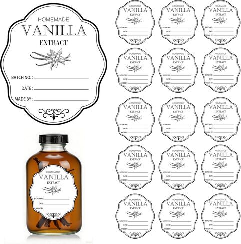 Homemade Vanilla Extract Labels 1.6x2 Inch Gift Present Stickers- Holiday Gift Labels for Handcrafted Vanilla Bottles Jar Kitchen Pantry 120Pcs (Kraft) in Saudi Arabia