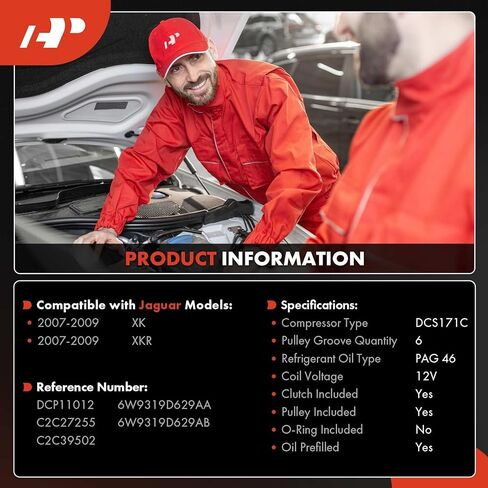 ضاغط مكيف هواء A-Premium مع قابض متوافق مع جاكوار XK 2007-2009 4.2L، XKR 2007-2009 4.2L in Saudi Arabia