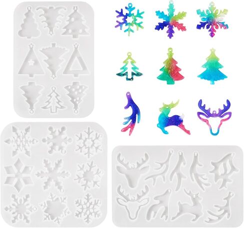 2pcs Christmas Resin Molds Silicone Socks Bells Gifts Hats Hingerbread Gloves Keychain Molds for Resin Casting DIY Xmas Tree Pendant Home Decoration Crafts Gift in Saudi Arabia