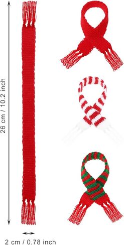 Penta Angel Mini Christmas Scarf 15Pcs 10Inch Tiny Knitted Craft Pet Doll Snowman Wine Bottle Scarf for Christmas Tree Decor (Mixed Color) in Saudi Arabia