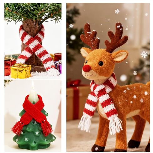 Penta Angel Mini Christmas Scarf 15Pcs 10Inch Tiny Knitted Craft Pet Doll Snowman Wine Bottle Scarf for Christmas Tree Decor (Mixed Color) in Saudi Arabia
