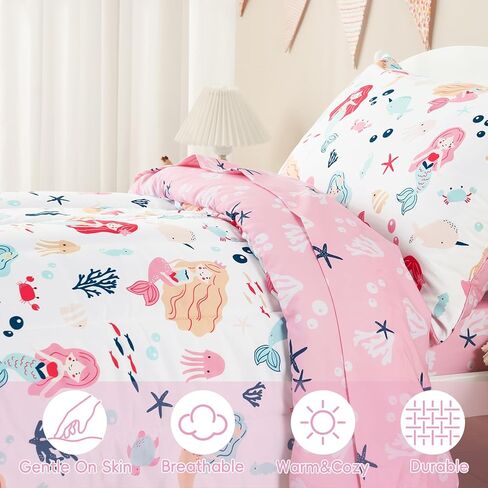PHF 4 Piece Toddler Bedding Set, Ultra Soft Toddler Comforter Sets Include Comforter, Fitted Sheet, Flat Top Sheet and Pillowcase for Girls, Floral Bed in A Bag for Baby Bedroom, Floral in Saudi Arabia