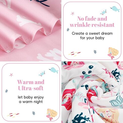 PHF 4 Piece Toddler Bedding Set, Ultra Soft Toddler Comforter Sets Include Comforter, Fitted Sheet, Flat Top Sheet and Pillowcase for Girls, Floral Bed in A Bag for Baby Bedroom, Floral in Saudi Arabia