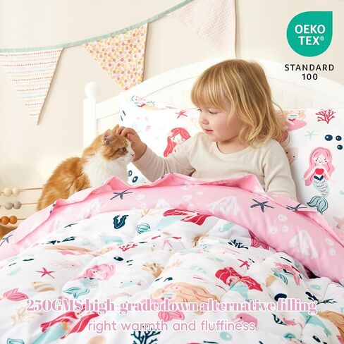 PHF 4 Piece Toddler Bedding Set, Ultra Soft Toddler Comforter Sets Include Comforter, Fitted Sheet, Flat Top Sheet and Pillowcase for Girls, Floral Bed in A Bag for Baby Bedroom, Floral in Saudi Arabia
