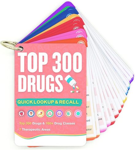 Top 300 Drugs Quick Reference Flash Cards 2025 - Expanded Pharmacology Guide for Nursing Students, Pharmacy & Nurses - Color-Coded Drug Cards in Saudi Arabia