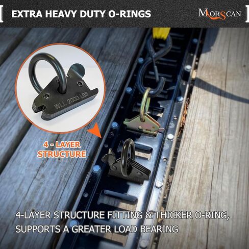 4 Pack Extra Heavy Duty E-Track O-Rings & 4 Pack 2" x 6" Rope Tie-Off Tie Down Anchors, Black Steel E Track Accessories, Secure Cargo in Trucks, Trailers, Flatbeds, Motorcycle, ATV in Saudi Arabia