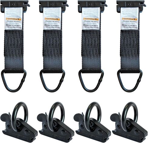 4 Pack Extra Heavy Duty E-Track O-Rings & 4 Pack 2" x 6" Rope Tie-Off Tie Down Anchors, Black Steel E Track Accessories, Secure Cargo in Trucks, Trailers, Flatbeds, Motorcycle, ATV in Saudi Arabia