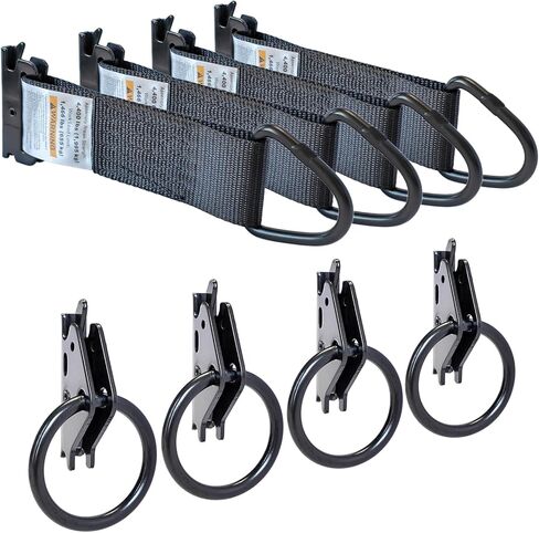 4 Pack Extra Heavy Duty E-Track O-Rings & 4 Pack 2" x 6" Rope Tie-Off Tie Down Anchors, Black Steel E Track Accessories, Secure Cargo in Trucks, Trailers, Flatbeds, Motorcycle, ATV in Saudi Arabia