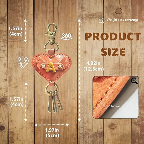 Initial Letter Brown Leather Alphabet Keychain with Easy Clasp,Retro Style Key Car Bag Key Ring Charm for Women in Saudi Arabia