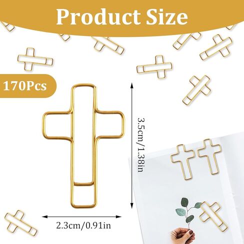 170 Pcs Bible Cross Paper Clips, 1.3" X 0.9" Gold Cross Shaped Paperclips for Journaling Papers Clip Bookmarks in Kuwait