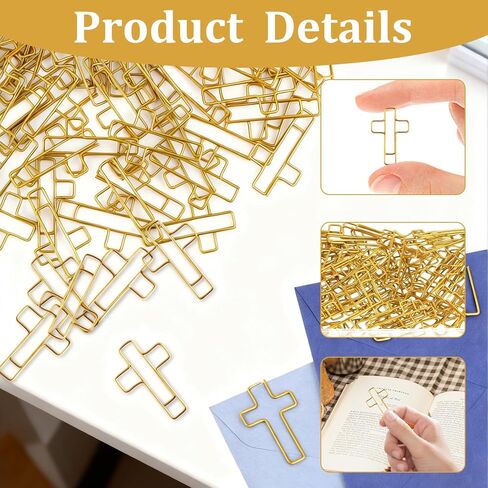 170 Pcs Bible Cross Paper Clips, 1.3" X 0.9" Gold Cross Shaped Paperclips for Journaling Papers Clip Bookmarks in Kuwait