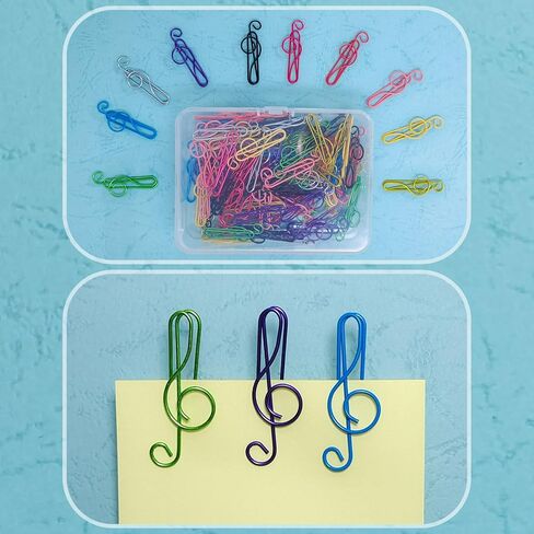 100 Pcs Music Paper Clips, Colorful Cute Metal Musical Notes Shaped Bookmark Clips, Funny Paperclips for Desk Decor & Gift Giving in Saudi Arabia