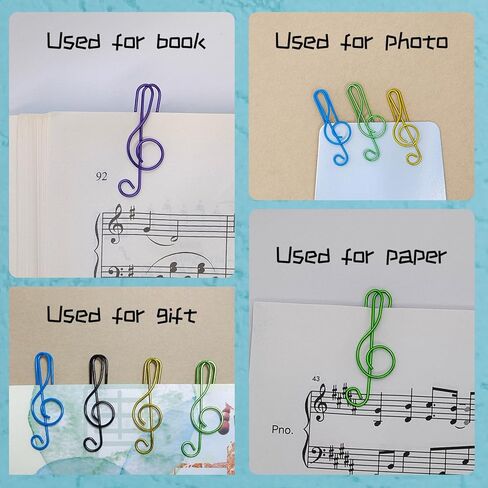 100 Pcs Music Paper Clips, Colorful Cute Metal Musical Notes Shaped Bookmark Clips, Funny Paperclips for Desk Decor & Gift Giving in Saudi Arabia