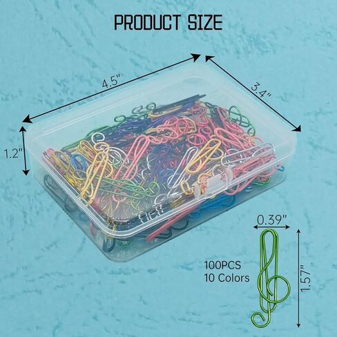 100 Pcs Music Paper Clips, Colorful Cute Metal Musical Notes Shaped Bookmark Clips, Funny Paperclips for Desk Decor & Gift Giving in Saudi Arabia