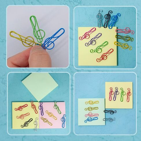 100 Pcs Music Paper Clips, Colorful Cute Metal Musical Notes Shaped Bookmark Clips, Funny Paperclips for Desk Decor & Gift Giving in Saudi Arabia