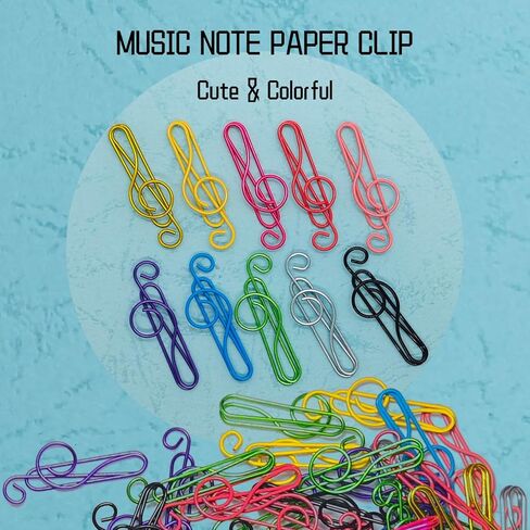 100 Pcs Music Paper Clips, Colorful Cute Metal Musical Notes Shaped Bookmark Clips, Funny Paperclips for Desk Decor & Gift Giving in Saudi Arabia