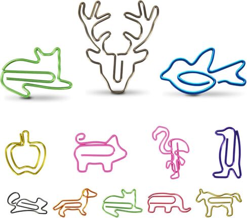 12 Pack Cute Office Paper Clips, Nonskid Funny Paper Clips for Office School Supplies Animal Paperclips Bookmarks Assorted Color and Shapes in Saudi Arabia