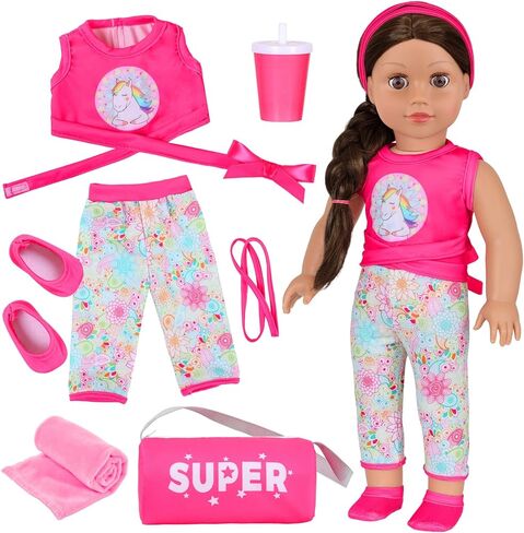 ZITA ELEMENT 18 Inch Doll 14 Pcs Accessories Makeup Set with Dress for Generation Doll Makeup Beauty Set for Girl Doll(No Doll) in Kuwait
