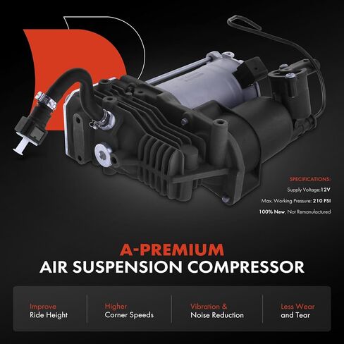 A-Premium Air Suspension Compressor Compatible with BMW E70 E71 Series X5 2007-2013, X6 2008-2014, with Solenoid, Replace# 37206859714, 37206799419 in Saudi Arabia