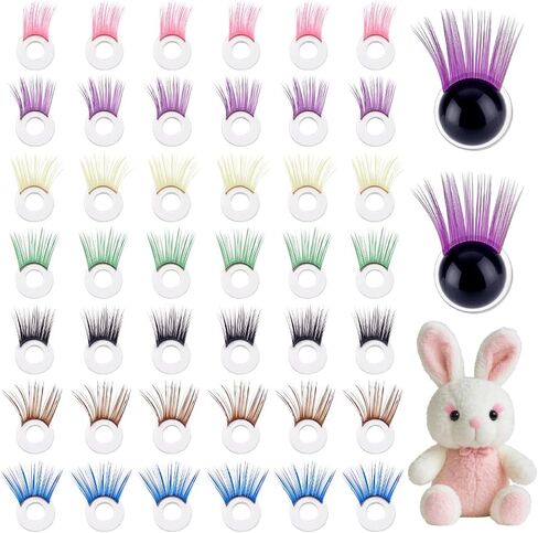 PH PandaHall 42pcs 7 Colors Safety Eyelash, 18mm Stuffed Animal Eyelashes Colorful Crochet Eyelashes Plastic Craft Eye Lashes Amigurumi Eyelash for Puppet Bear Teddy Bunny DIY Arts Crafts Making in Saudi Arabia