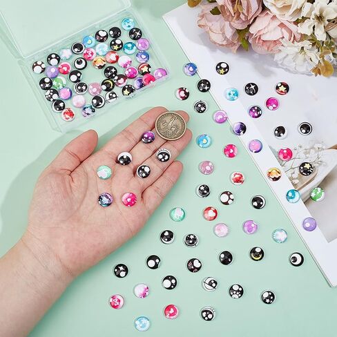 PH PandaHall 50Styles Eye Glass Cabochons 100PCS Round Eyes 12mm Kawaii Animal Craft Eyes Flatback Dome Cabochons for Clay Puppet Sculptures Crochet Plush Animals Amigurumi DIY Craft in Saudi Arabia
